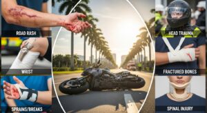 Infographic of injuries handled by a motorcycle accident attorney in Miami