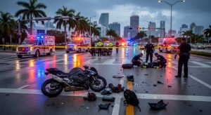 motorcycle crash scene in Miami